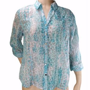 JM Collection 16 Button Down Shirt Blouse